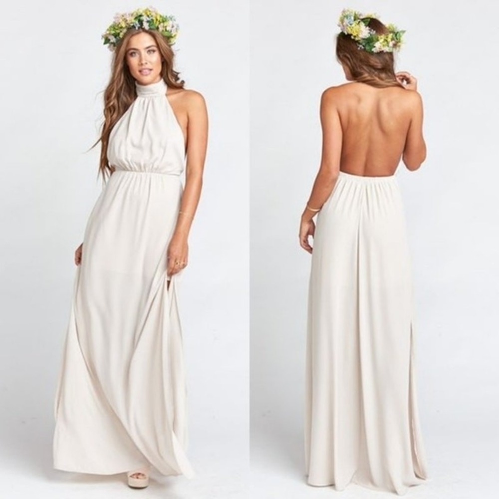 Boho Halter Maxi Dress XS Show Me Your Mumu Pink Beach Vacation Wedding Guest